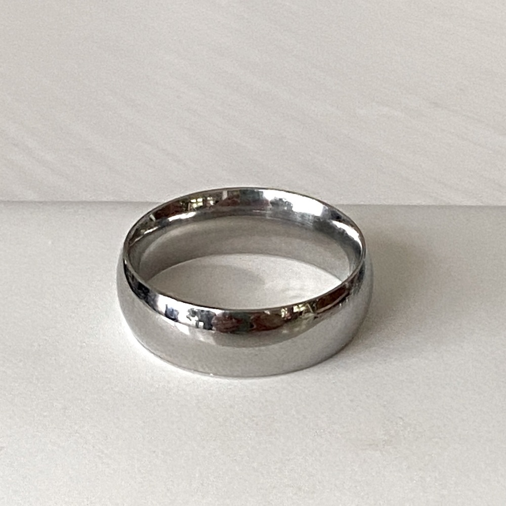 Stainless Steel Wide Dome Ring Tarnish Resistant Hypoallergenic Minimalist 6mm